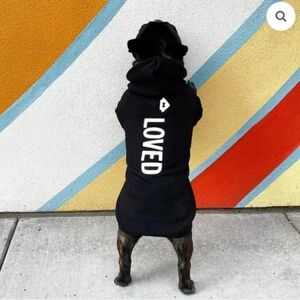 House Dogge LOVED Cozy Fleece Black Dog Hoodie - Oprah's Favorite Things - Small